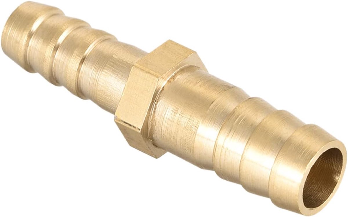 10 mm tot 8 mm diameter, rechte messing slangaansluiting, 1 x verloopstuk, rechte slangadapter, goudkleurig