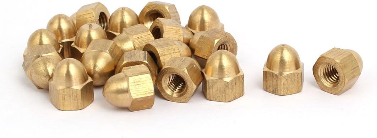 20 stks M6 Vrouwelijke Draad Moer DIN1587 Dome Cap Hoofd Hex Messing Tone