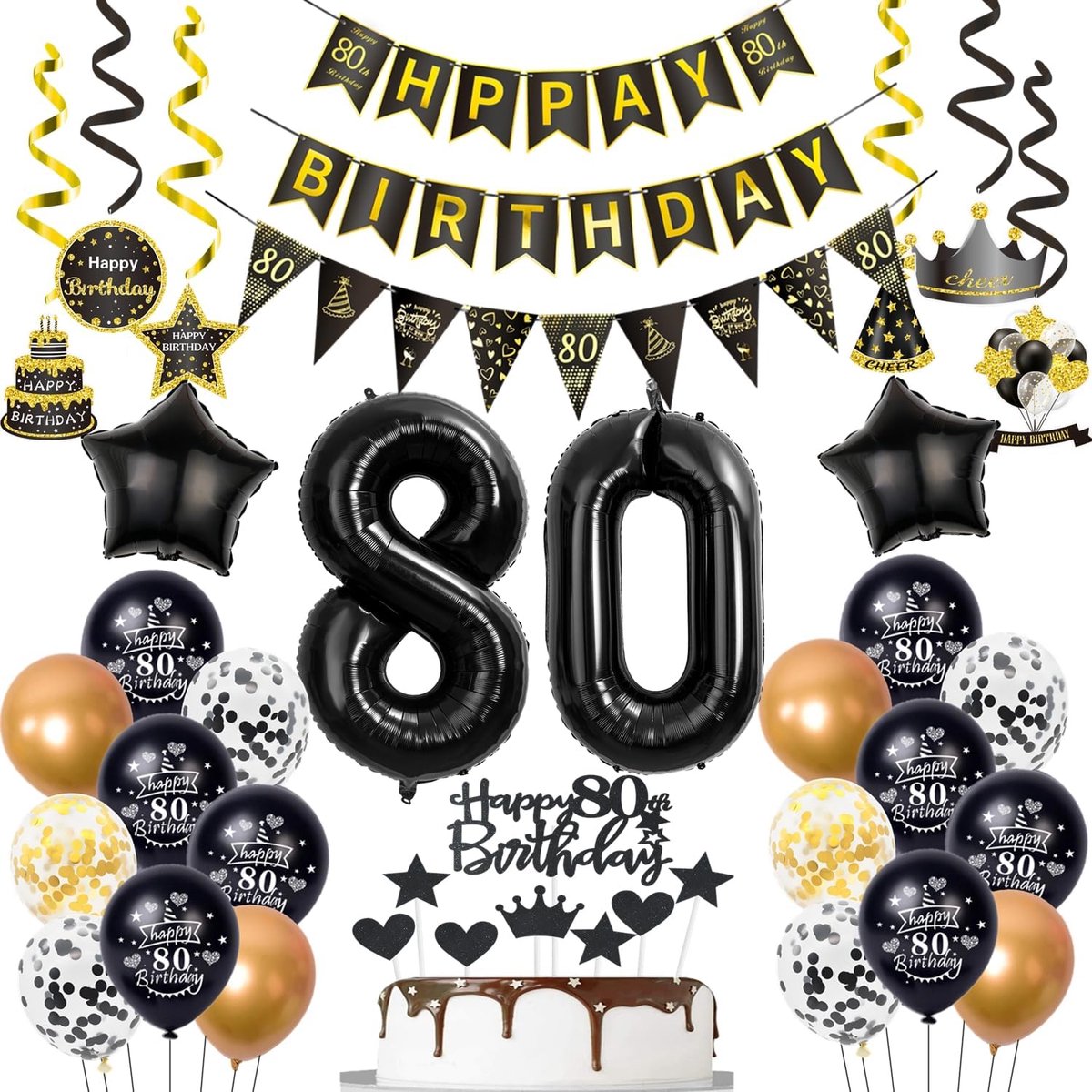 80e verjaardag decoratie man ballon 80e verjaardag decoratie zwart goud verjaardagsdecoratie 80 jaar ballon zwart decoratie 80 jaar man verjaardagsdecoratie mannen decoratie 80e verjaardag vrouwen