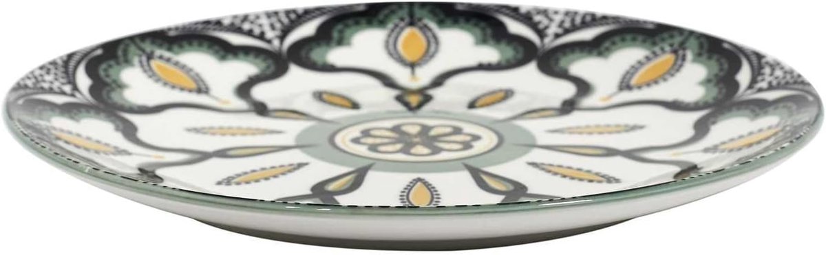 DECO FACTORY, KA5581, Green Mandala Plate D19 cm - Artistic design, vibrant color, ideal for all occasions, durable materials, perfect to beautify your table - Green D19 cm