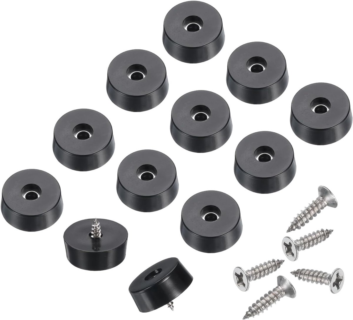 24 stuks antislip rubberen voetjes met 4 mm schroeven voor snijplank, voeten, snijplank, antislip rubberen voetjes voor snijplank (zwart, 0,4 inch H x 1 D)