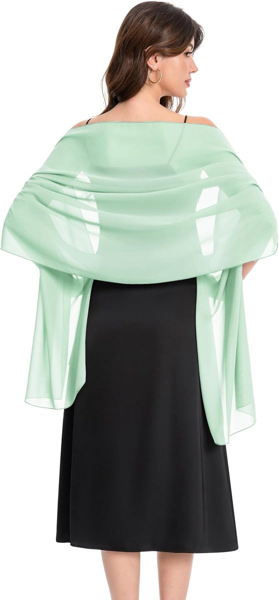 Sjaal voor dames, omslagdoek, voor avondjurk, van chiffon, zachte, elegante, zijdeachtige, pashmina, bruidssjaal