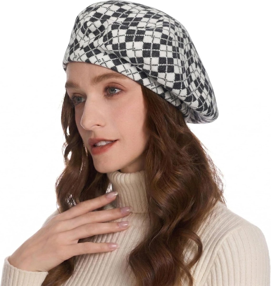 Dames Winter Baskenmuts Franse baret dubbellaags warm baret