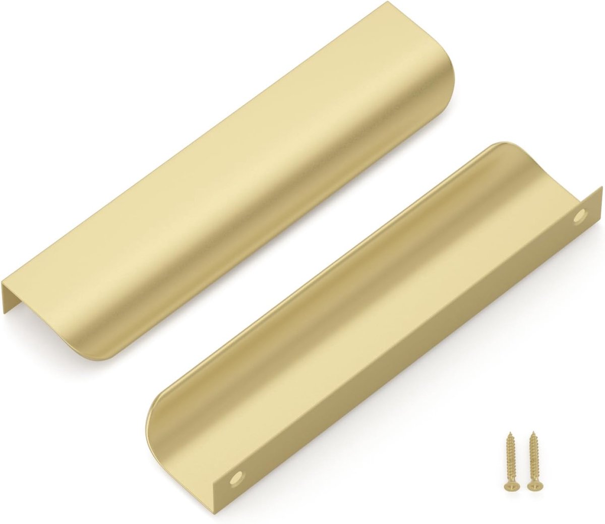Handgrepen, 4 stuks, goud, verborgen kastgrepen, verborgen keukengrepen, verborgen handgrepen, voor keukenkasten, gebogen aluminium ladegreep, verborgen handgrepen