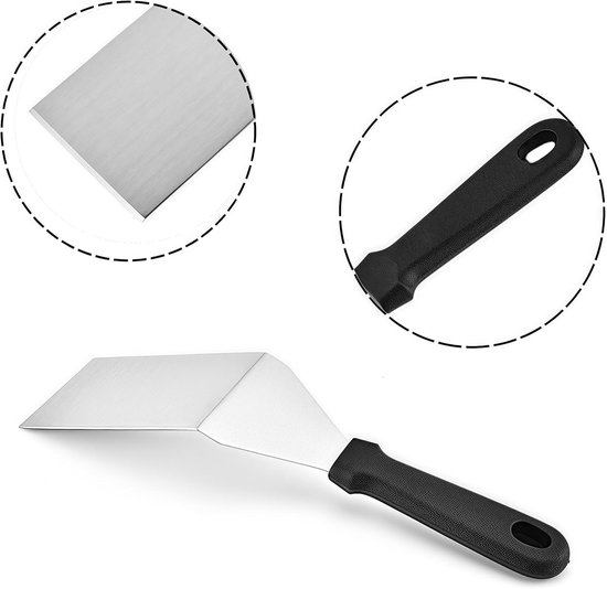 Spatels van roestvrij staal, steakspatel, grillspatel, met kunststof handvat, voor het optillen en draaien van hamburgers, eieren, steaks, pizza, grill — afbeelding 2