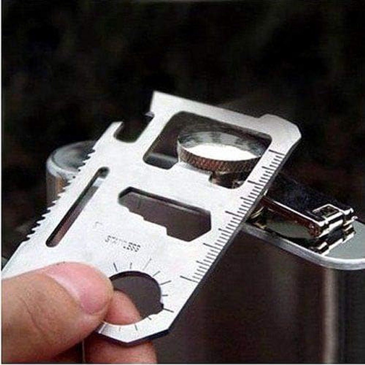 (R) Multifunctionele mini-kaartenmes, multifunctioneel, noodslevens voor creditcards en camping