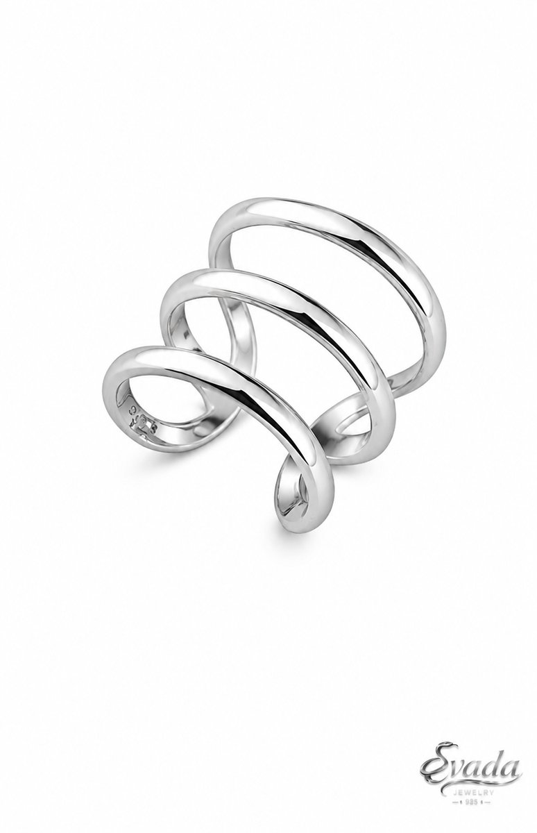 925 Sterling Zilver Drievoudige Ring - Verstelbare Open Dames Ring - Minimalistisch - Handgemaakt - Evada Jewelry