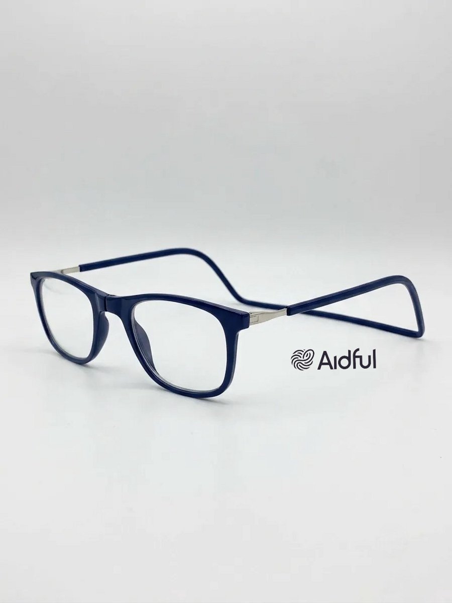 Aidful® Pro - Magneetbril - Klikbril - Brede Glazen & Full Color Frame - Anti Blauw Licht - Blauw - Sterkte +2.0