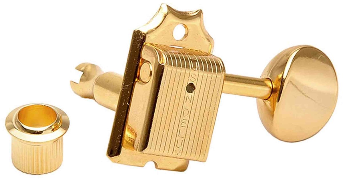 Kluson M6V0G Stemmechanieken voor gitaar Single Line, 6x links met ovale knoppen, goud