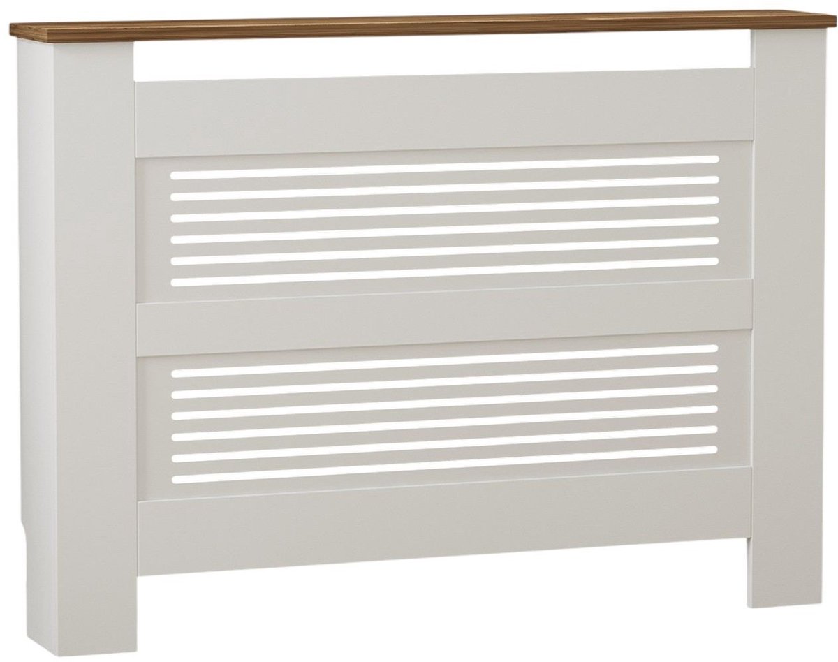 Asir - Radiatorombouw - Walnoot en wit - 112 x 19 x 82 cm