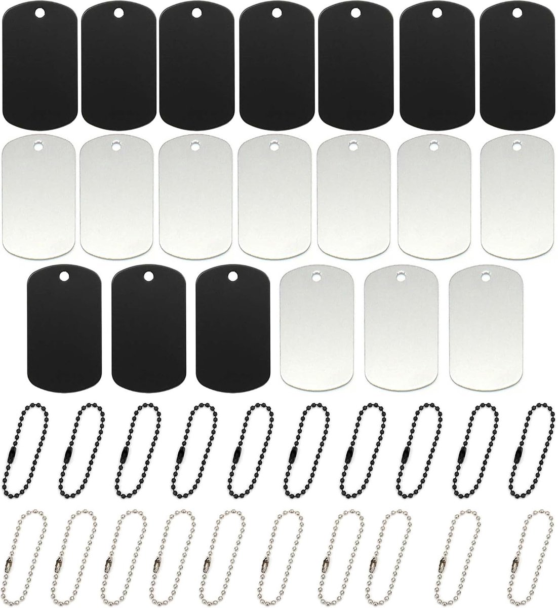 Lege Tags, Hond Metalen Tags Stempelen Blanks Graveren Blanks met Ketting voor Nummerlabel, Dog Tag, Hanger Decoratie (20)