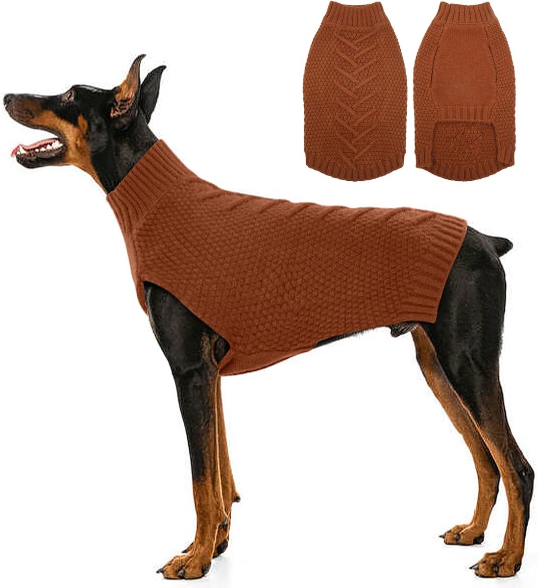 gebreide hondenkleding, warme hondentrui voor middelgrote en grote honden, pullover huisdierjas voor koude winter, warme winterkleding voor hond voor labrador, golden retriever,