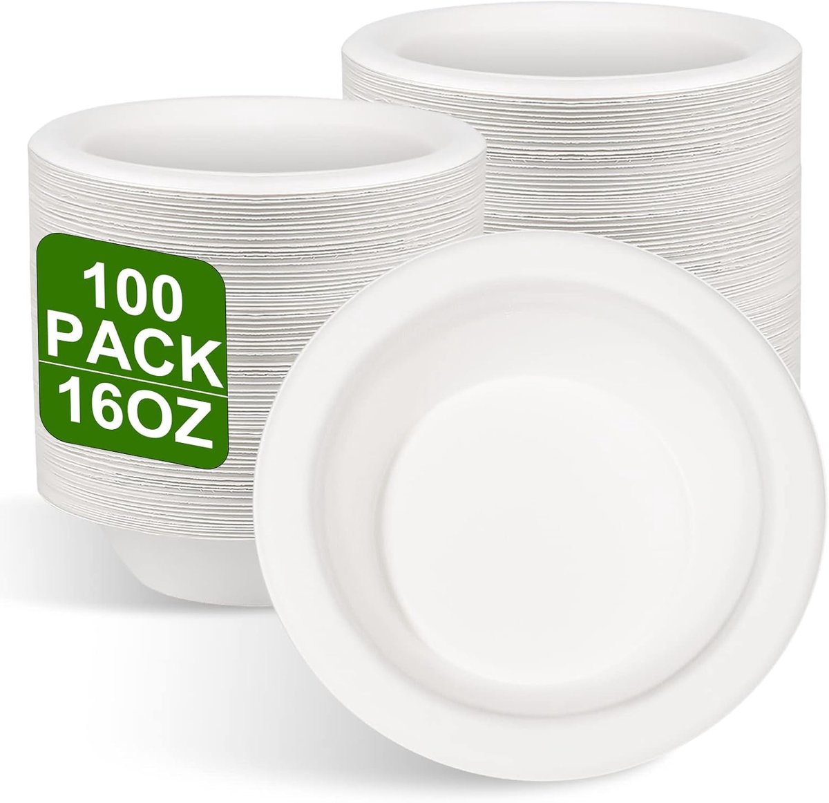 100 stuks Pappschalen Einwegsoepschalen 470ML uit suikerbuis Einweggerei Suppenbord Einwegsoepschalen Schalen Bio Soepschaal Rond Wit Compostierbaar