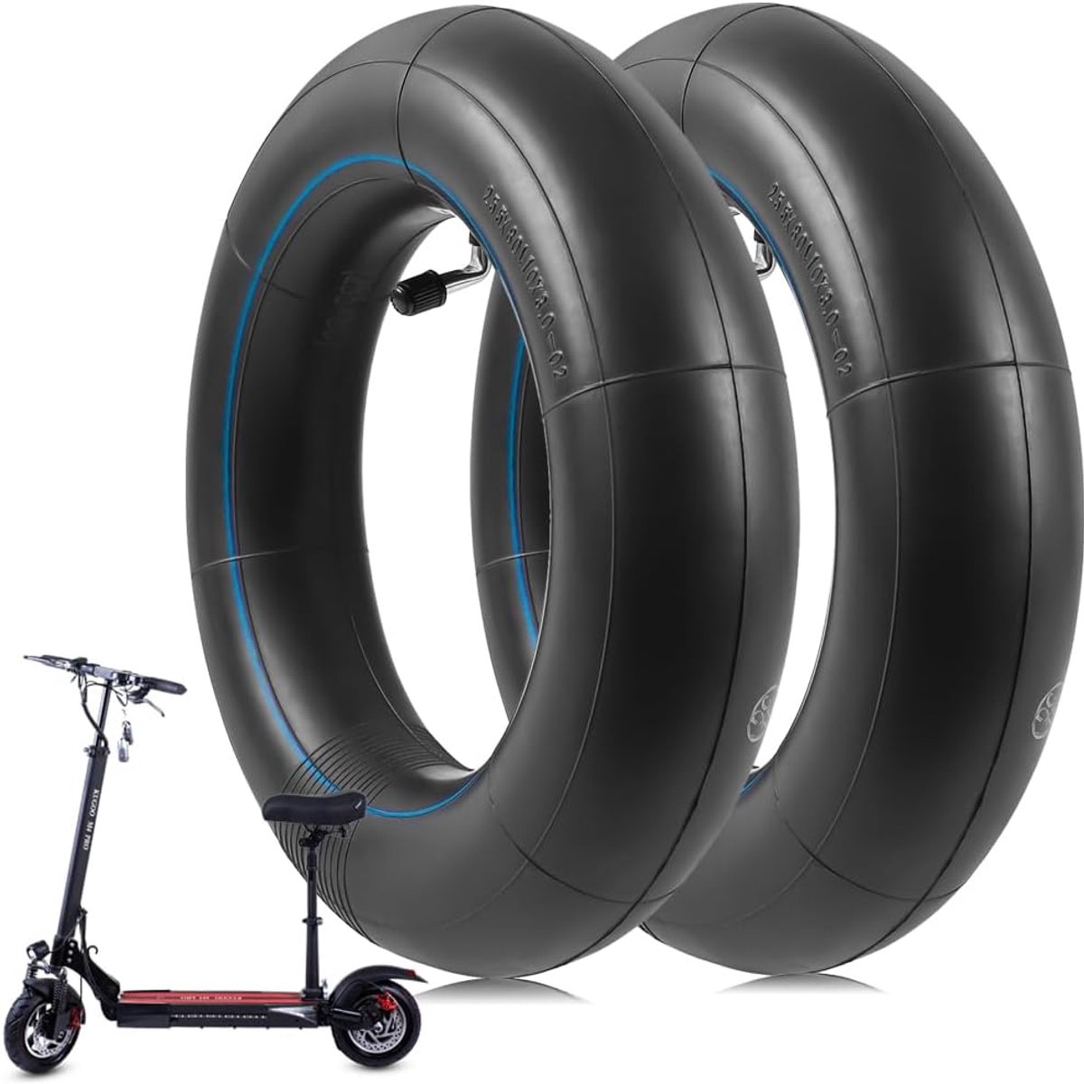 10 × 3 versterkte slang met schuin ventiel 90° voor Kukirin G2 Max, Kukirin G3 Pro, KUGOO M4/M4 Pro en andere 90/65-6,5, 80/65-6, 255x80 scooter-reservebanden (2 stuks)