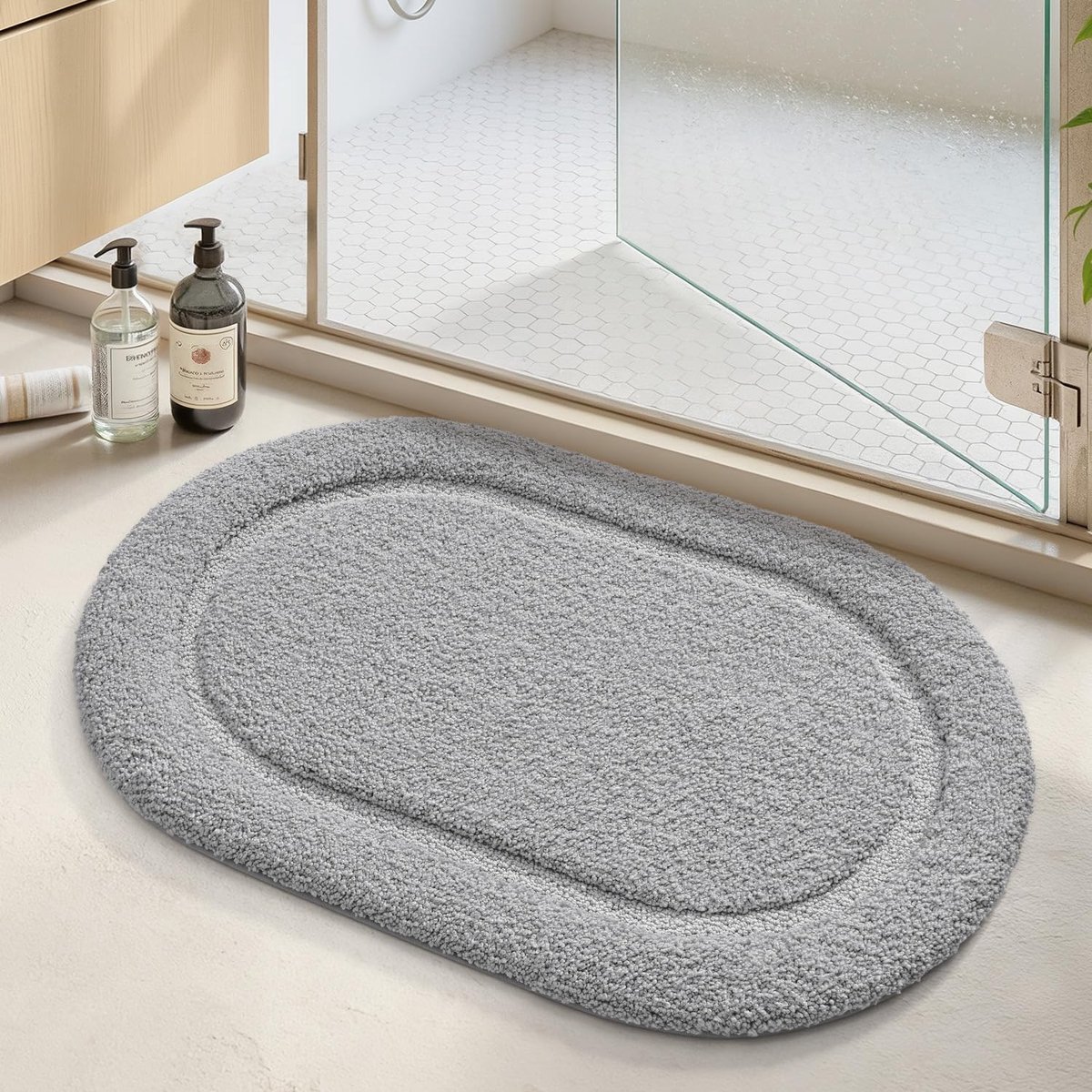 Badmatten, antislip, absorberend, zacht, wasbaar, dikke badmat, 60 x 91 cm, kleine badmatten voor badkamervloer, douche, wastafel, wastafel