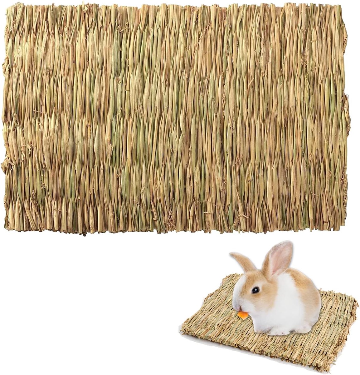 Grasmatten voor Kleine Dieren, Kleine Dieren Handgeweven Grasmatten, Gras Mat voor Konijn, Grasmat voor Konijnen,Geweven Bed Mat voor Konijnen,Handgeweven Konijnengrasmat,Handbreien Huisdier Gras Pads