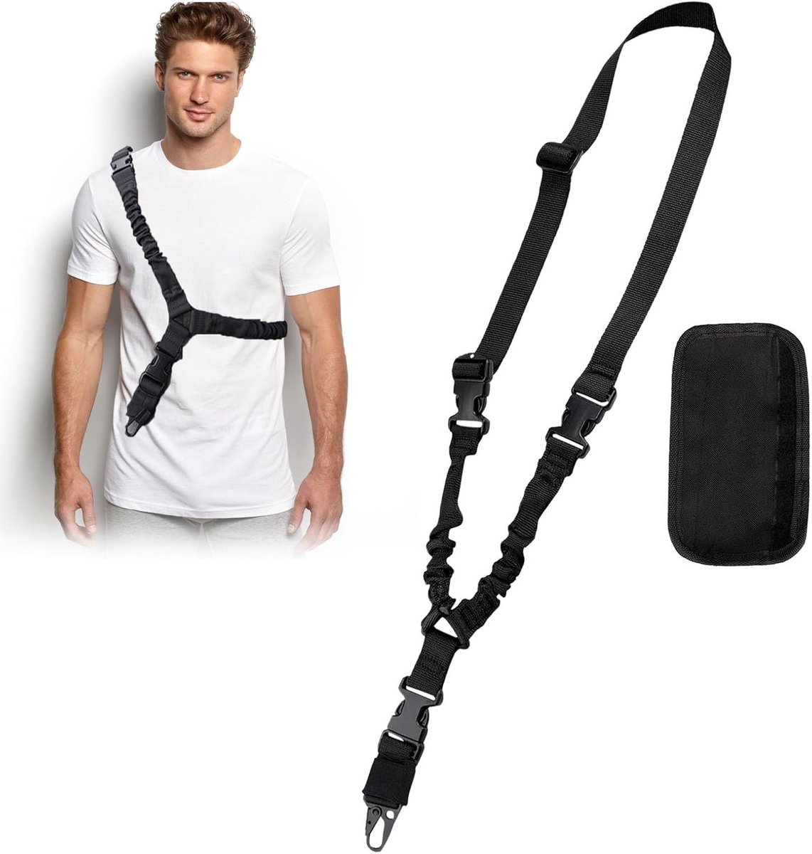 nylon riem, tactische puntriem, geschikt voor reizen, verschillende outdoorsporten, klimmen, bergbeklimmen, vissen, met 1 antislip schoudersteun