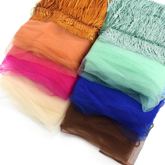 20 cm x 2,5 m kanten franjes met pailletten, paillettenketting, franjeboord, franjes, paillettenkwasten om te naaien, voor Latijnse jurk, glitterrok, carnaval, franjes, rok, rood — afbeelding 3
