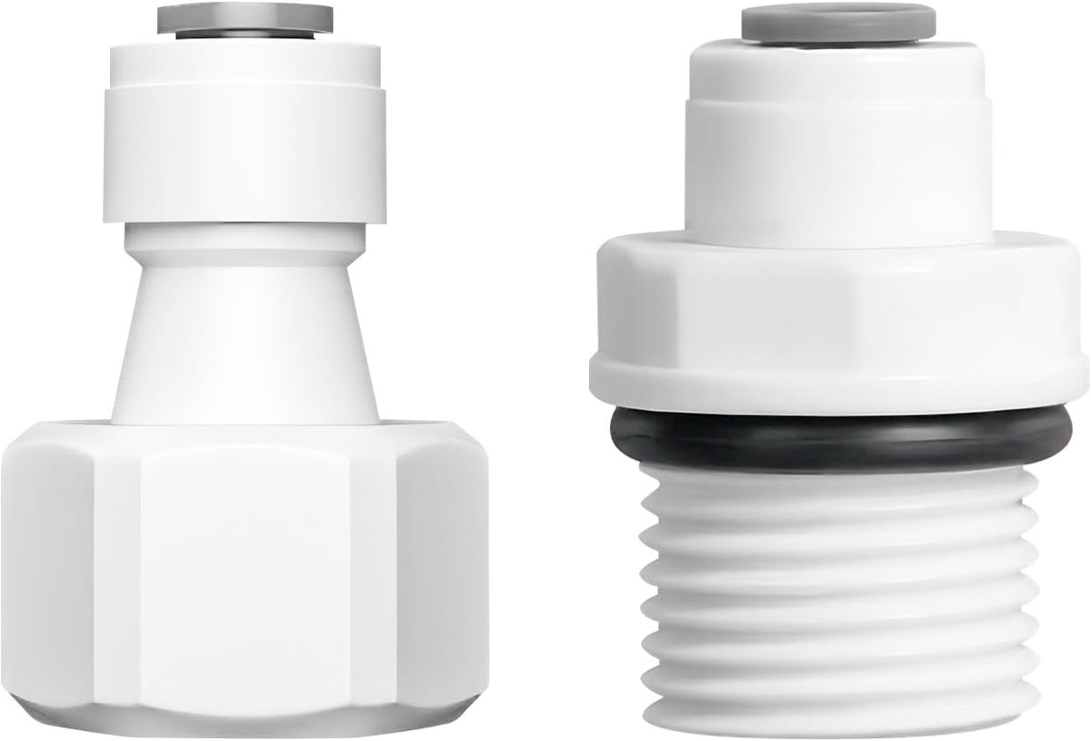 2 stuks waterfilteraansluiting, 1/2 inch buitendraad op 1/4 inch snelkoppelingen, snelkoppelingen voor slangen