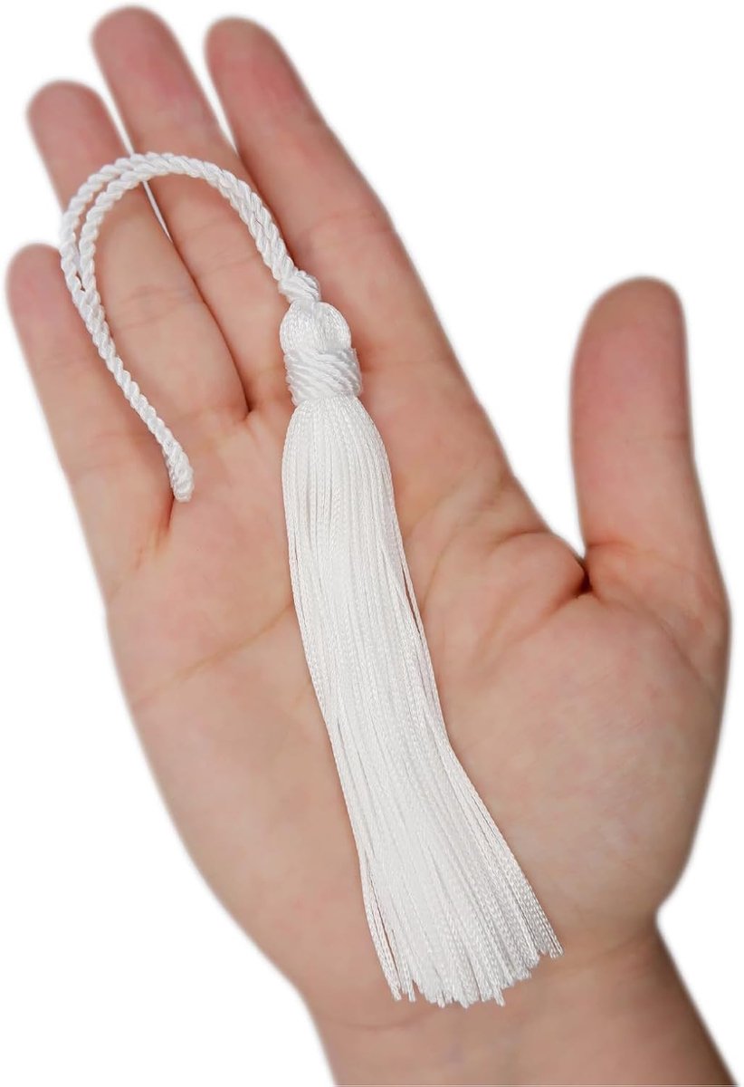 = Cuquillo-Kwastje met Hoofd Vastgebonden. 10cm Lang. 100% Rayon. Zak met 5 Eenheden - (Wit)