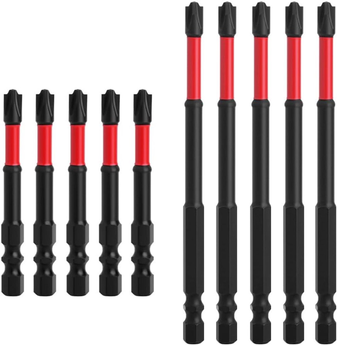 10 stuks PH2 lange kruiskop- en sleufkopschroevendraaierbitset | Saipor 6,35 mm zeskantschacht, magnetische elektrische schroevendraaierbitset voor stroomschakelaar, 65 mm en 110 mm lengte