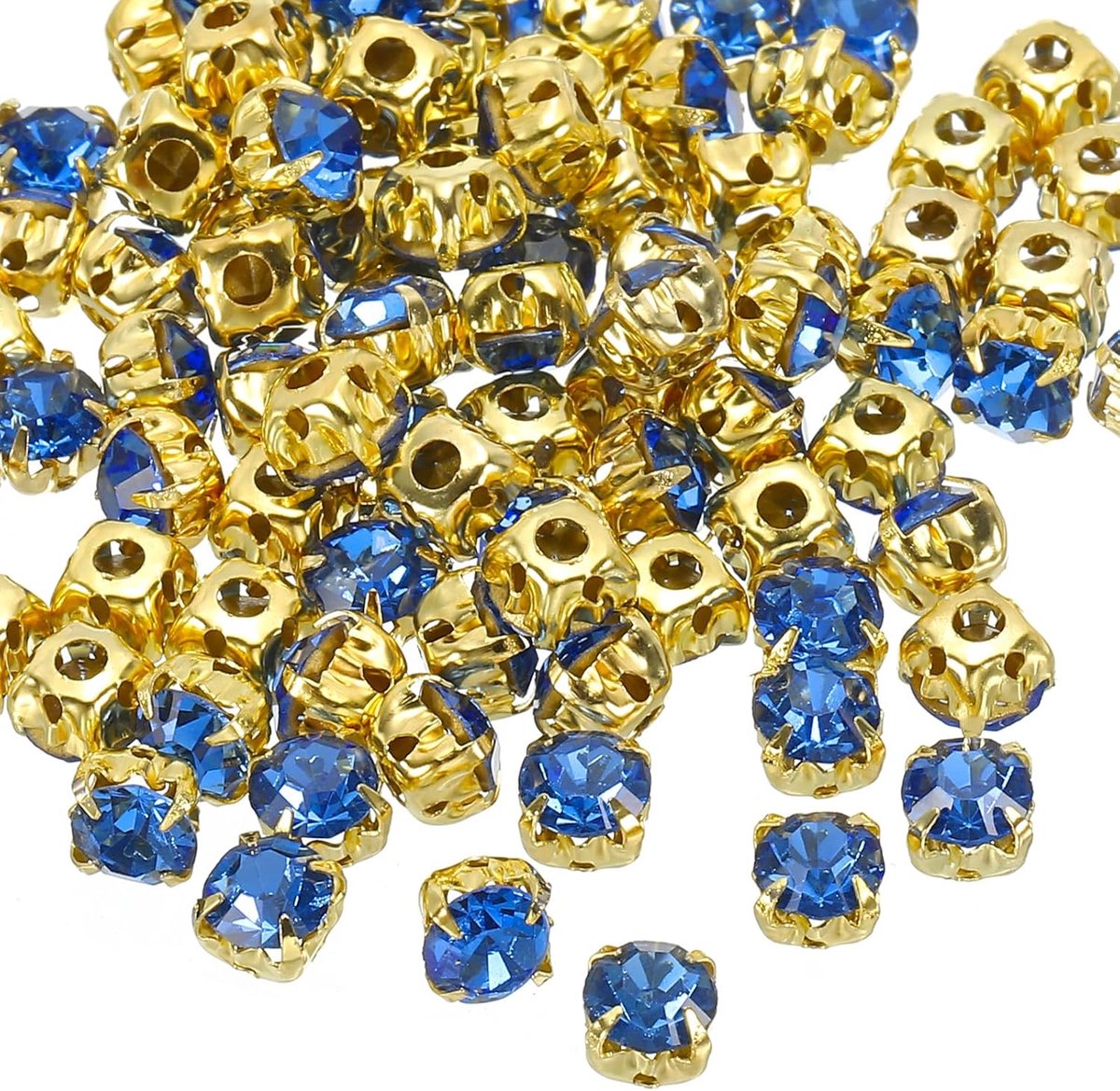5 mm klauw naaien op strass steentjes, 100 stuks glazen metalen platte basis bloem klauw edelstenen ambachten naaien voor schoenen jurk kleding handwerk riem accessoires, lichtblauw