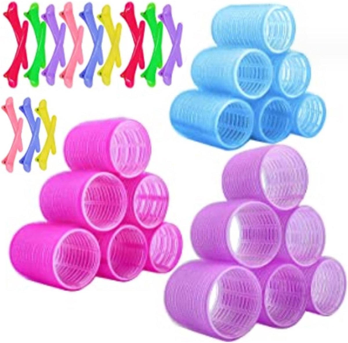 Krulspelden grote krullenset 18 stuks 60MM 45MM 36MM haarrollers haarrollers met 6 stuks krultangclips voor stijlvolle krullen salon