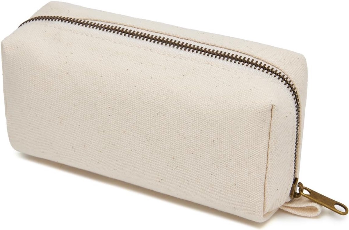 Etui - Katoenen Canvas Pen Pouch Bag, Lichtgewicht en Stijlvol - Ideaal voor het organiseren van briefpapier (Beige)