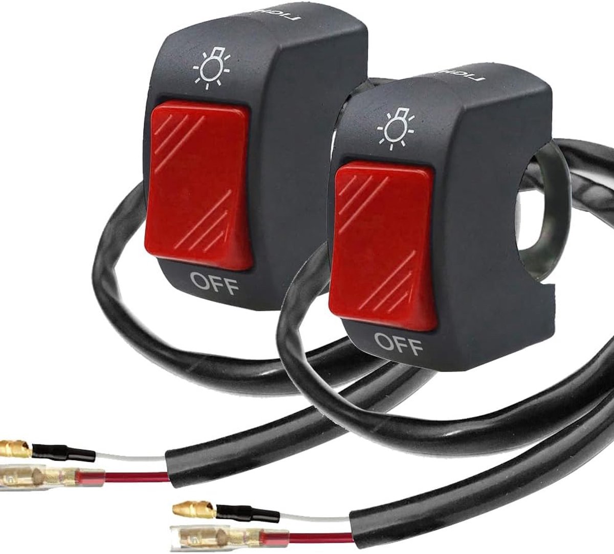 2stuks Motorfiets Stuurschakelaar Stuurtuimelschakelaar met aan-uit-drukknop voor U5 U7 U2 Motorfietsen scooter Elektrombile motor 7/8 inch 22mm (rood)