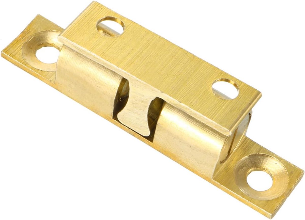 Sloten (50 mm x 10 mm x 12 mm) messing dubbele kogelvanger - voor huis keuken schakelkast kastdeur goudkleurig