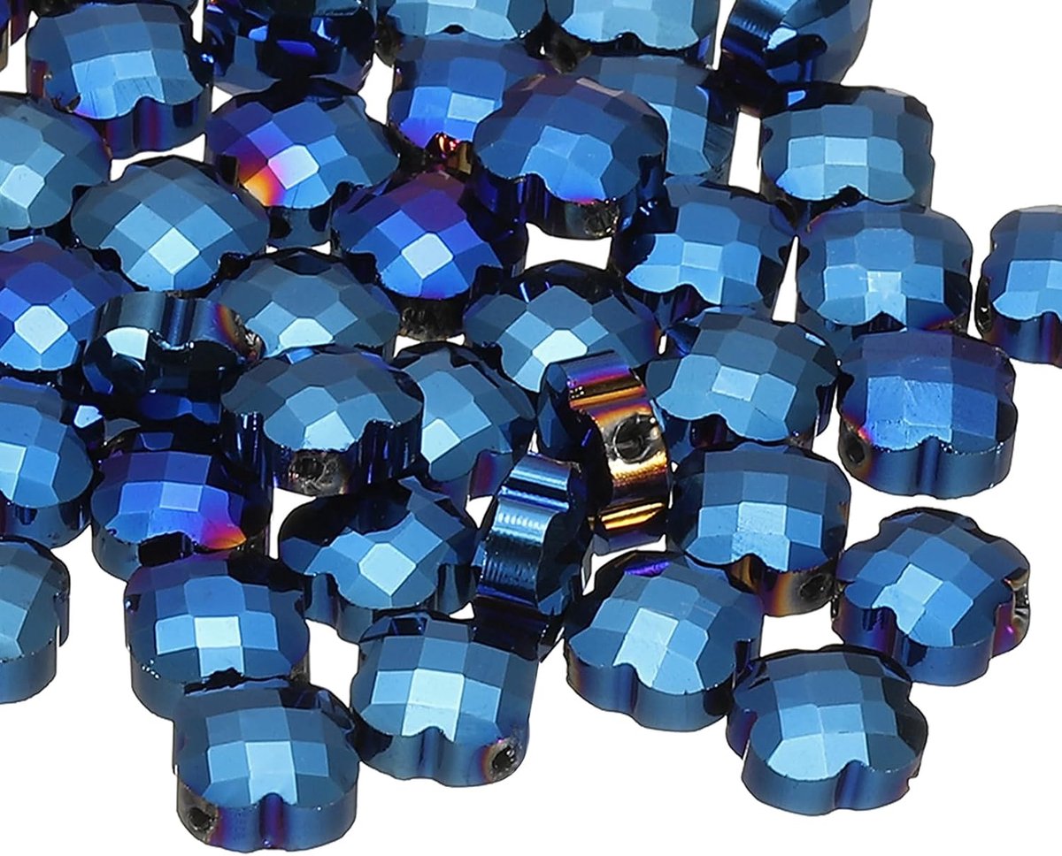 Kralen, 100 stuks 8 mm klaver bedel, transparante kristallen glaskralen, heldere benodigdheden voor het maken van sieraden voor armbanden, doe-het-zelf ambachten, blauw