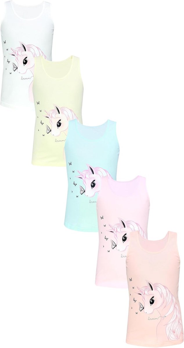 Meisjes Katoenen Onderhemd 5 Pack Tank Top Mouwloos Kinderen