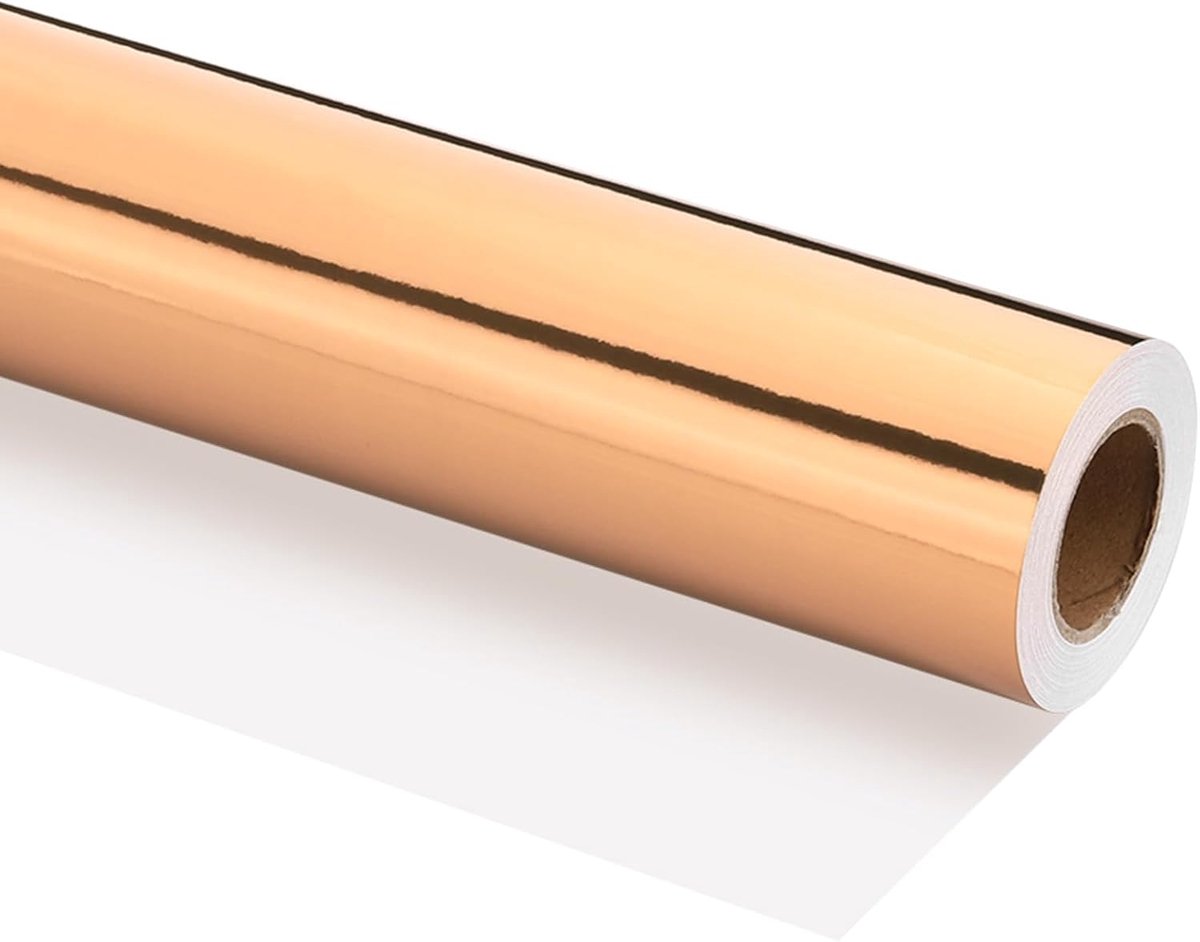 Metallic inpakpapier, 12 inch x 600 inch (49,2 ft) folie inpakpapier, mat geschenkpapier, rol 120 g/m² voor cadeau, Kerstmis, bruiloft, verjaardag, vrouwen mannen, roségoud