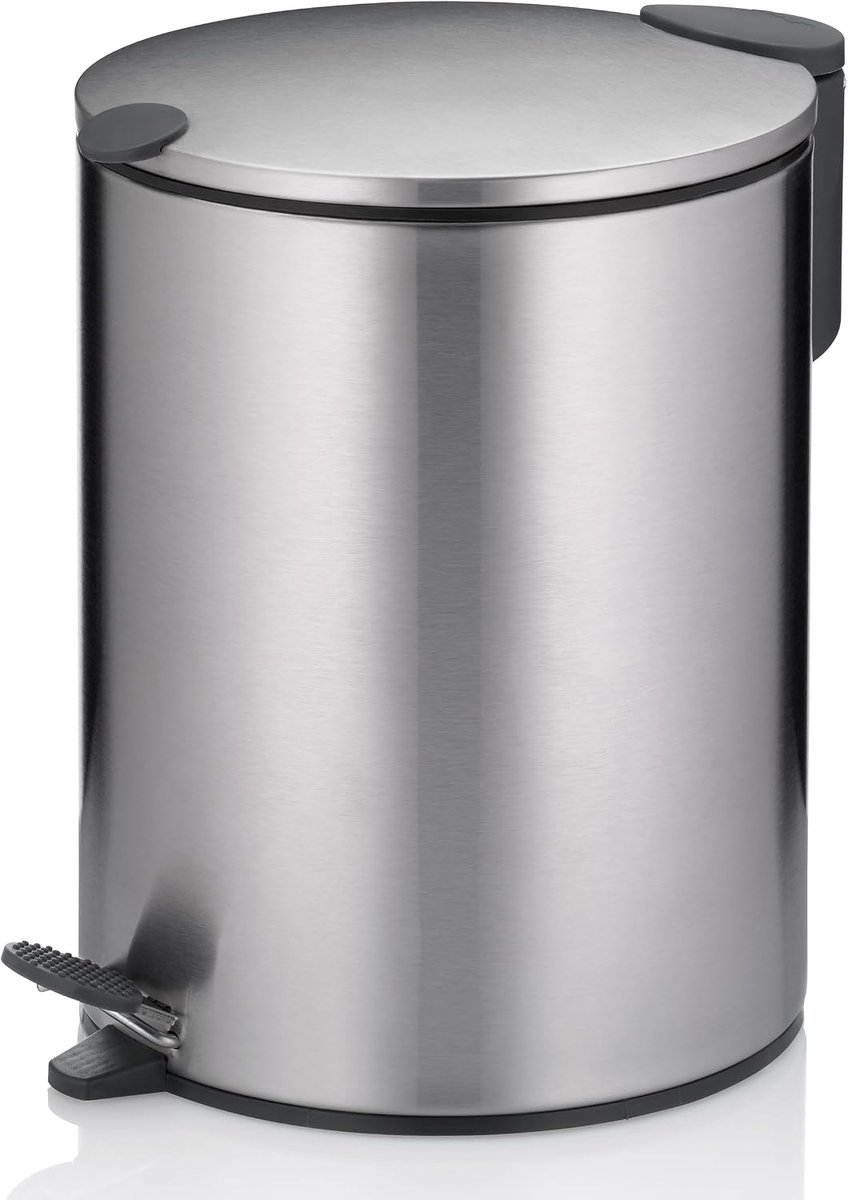 kela 23703 Cosmetica-emmer met binnenemmer, 5 l, geruisloos sluiten, roestvrij staal, mat, zilver mat