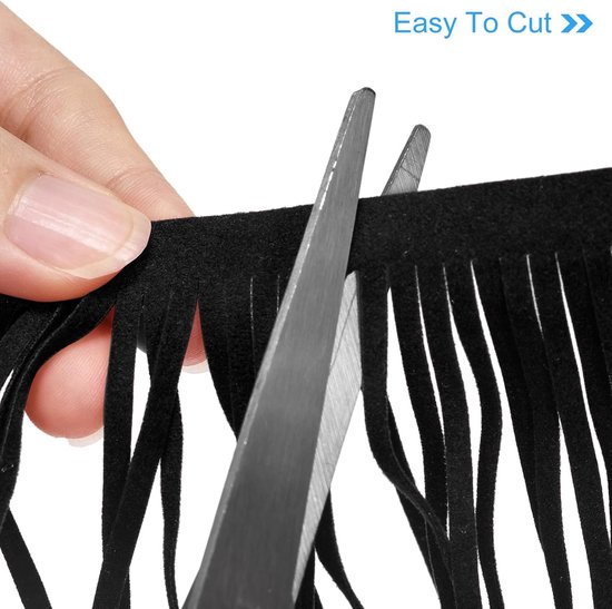 1 yard 15,24 cm PU lederen fringe trimmen dubbelzijdig leder naaien kwastje fringen voor knutselen naaien jurk kunsthandwerk rok decoratie zwart — afbeelding 3