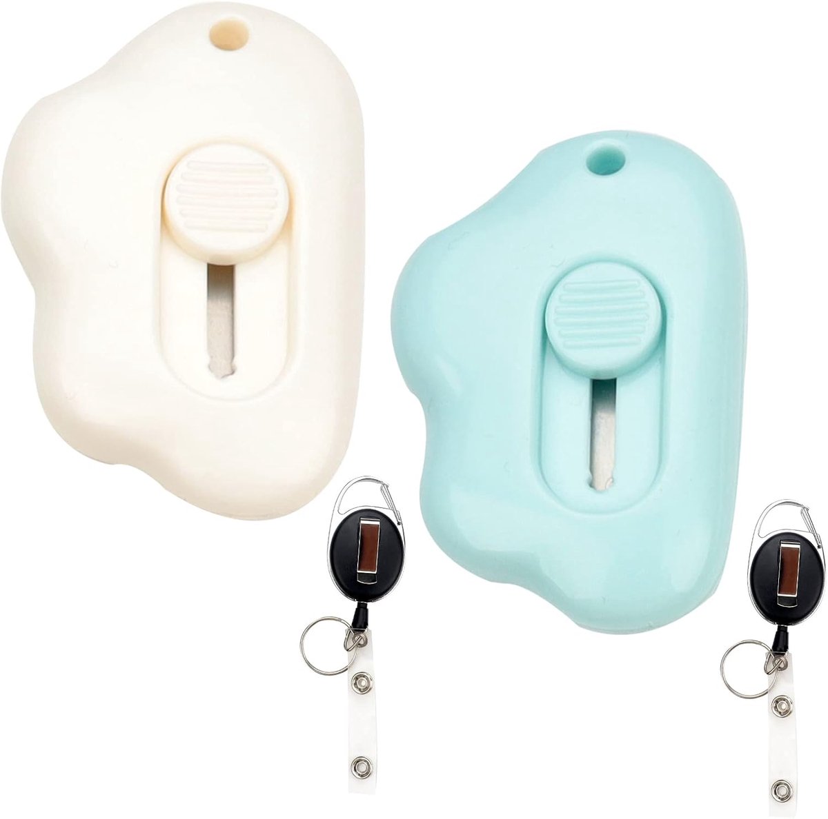 Set van 2 Brievensnijder Mini Shrink Wrap Case Opener Mini Security Blade Case Opener met Sleutelhanger voor Gemakkelijk Ophangen