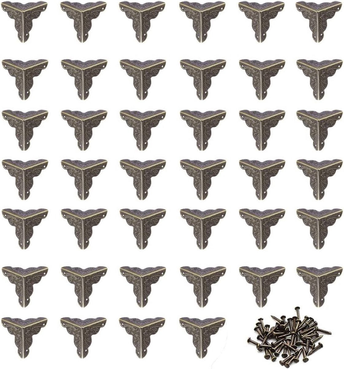 40 Stuks Hoek Decoratieve Beschermers,Messing Hoekbeschermer Bureau Rand Veiligheid Bumpers Ijzeren Rand,Voor Metalen Doos Sieraden Gift Case(Brons)