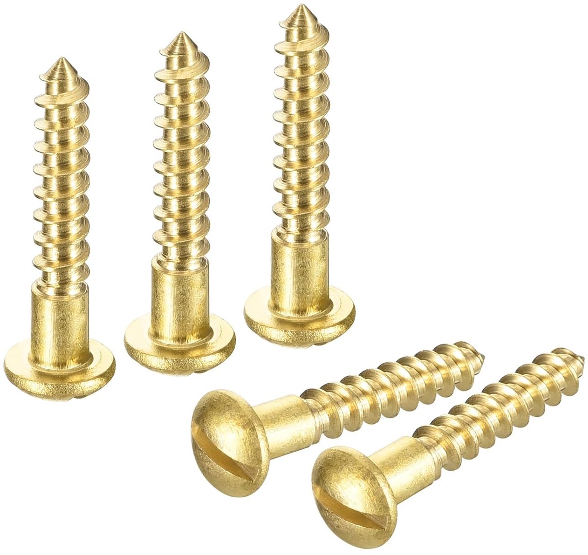 Houten schroeven M3,5 x 20 mm sleuf ronde kop messing zelftappende schroef houtwerkschroef 60 stuks
