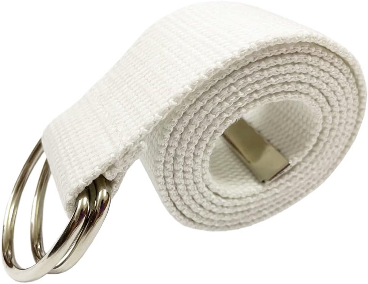 gevlochten Canvas Riem Vrouwen Mannen met Dubbele Zilver Metaal D-ring gesp Gewoontjes Uniseks 113cm