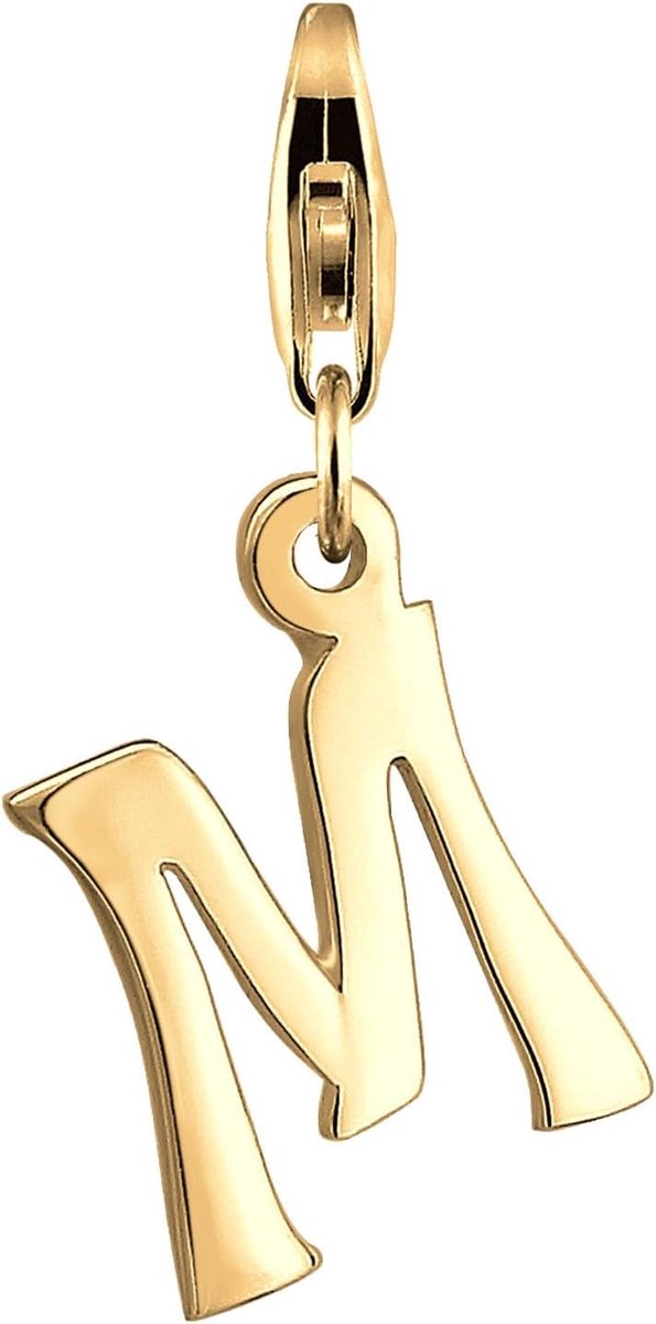 M Karabijnhaak Charm hanger van 925 sterling zilver verguld geschikt voor alle gangbare charmdragers en bedelarmbanden, 0401961024, Sterling zilver