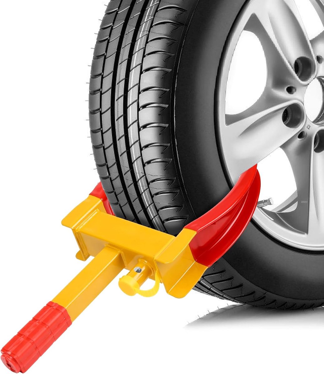 1 stuks wielklem bandenklem met 3 sleutels, immobilisatiesysteem, parkeerklauw, diefstalbeveiliging, pvc-bescherming, sluitcilinder van messing, wielklem voor aanhangers voor auto's, caravans,