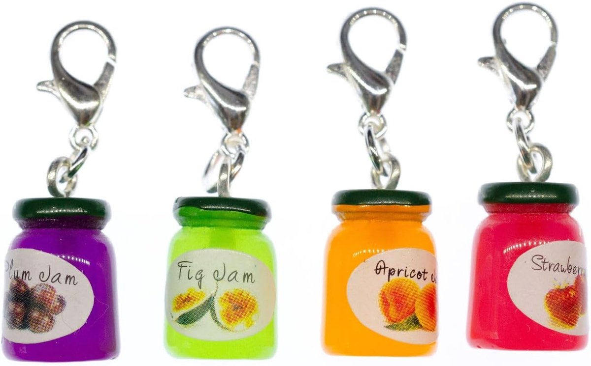 jam glas charm hanger bedelhanger jam bont compot