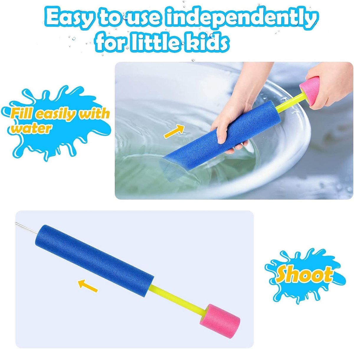 6 stuks kleurrijk spuitpistool, 33 cm, schuimwaterspuitpistool, strand- en zwembadspelgoed, super waterblaster