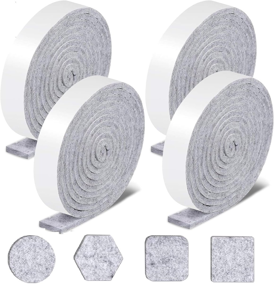Felt Pads, 4 rollen viltglijders, huidsgrijs, beenbeschermer, 100 m x 2 cm, vrije maat voor stoelpoten, schommelstoelen, ideale vloerbeschermpads.