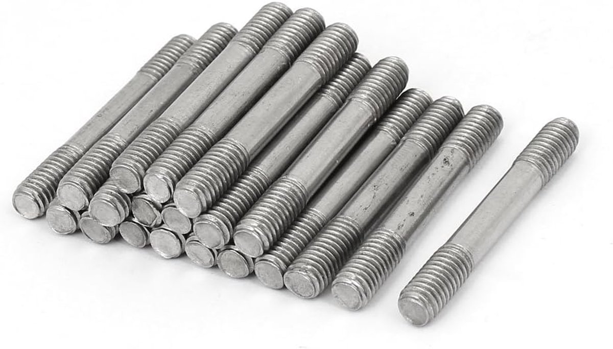 Map M6 x 45 mm 304 roestvrij staal dubbele schroefdraad bouten bouten 20 stuks