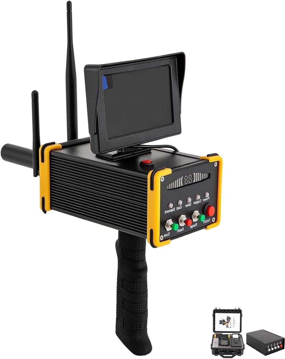 Metaaldetector met display, bereik van 100 meter, diepte van 16 meter, draagbaar, licht, hoge gevoeligheid, metalen schatjager, ondergrondse diamantscanner