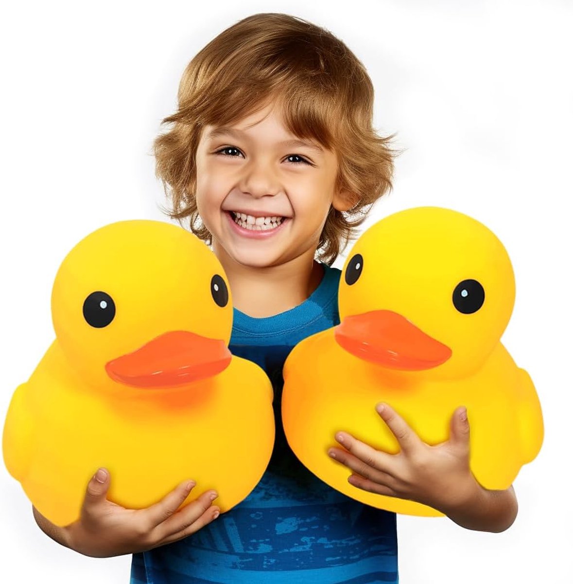 2 stuks Jumbo Rubber Gele Eend, 25 cm Gigantische Grote Geen 'Bebe' Geluid Geen Gat Rubber Grappige Eend Bad Zwembad Speelgoed Zonder Gat Voor Kinderen Douche Verjaardagsfeest Gunst