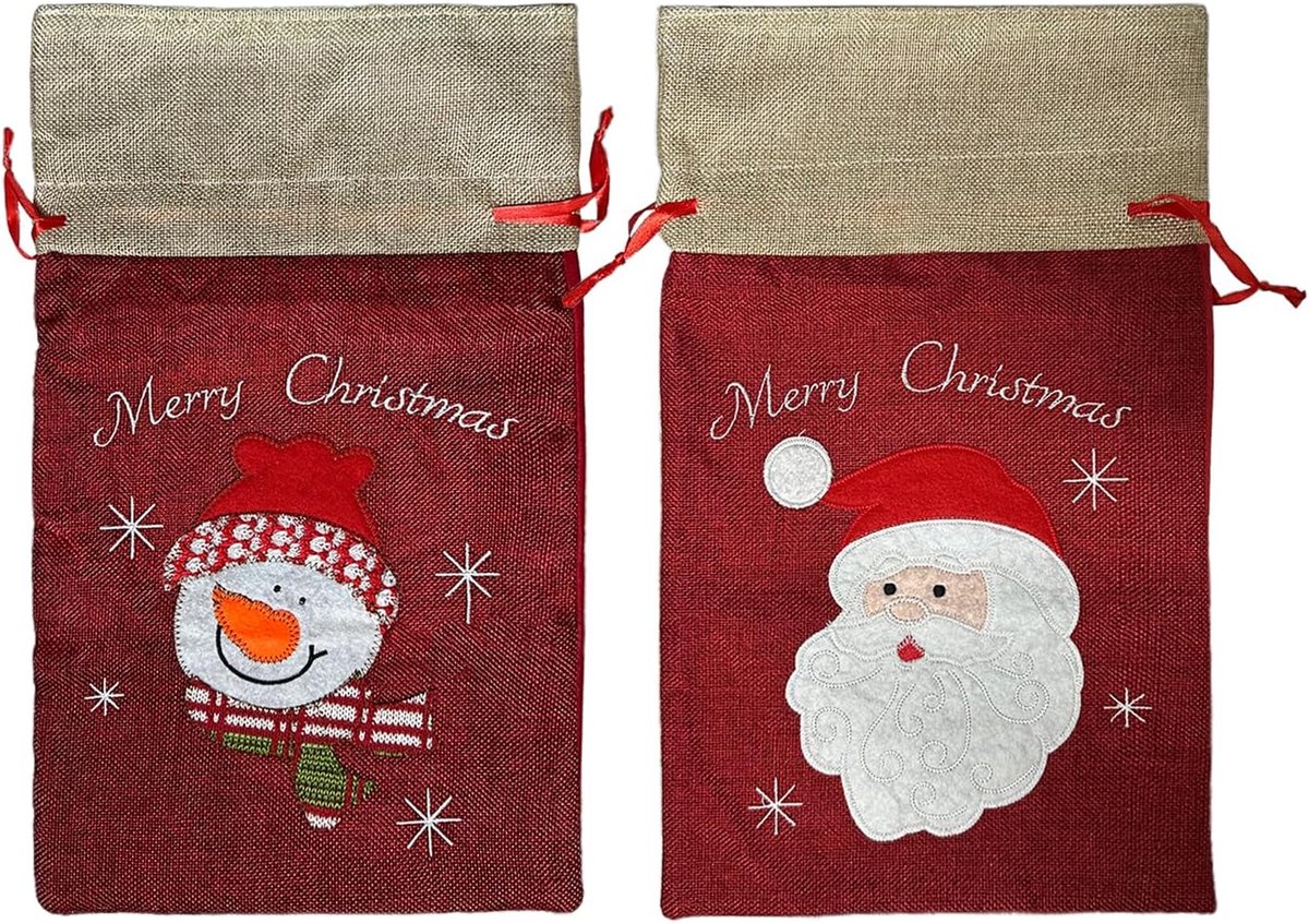 2 STKS Non Woven Tote Bag Kerst Decoraties Doek Gift Zakken Snoep Gift Zakken Kerst Kous Tas Kerst Trekkoord Tas Herbruikbare Trekkoord Tas