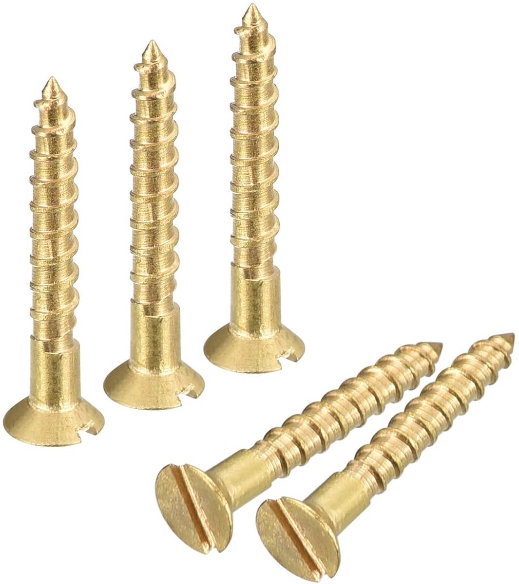 Houtschroeven, 60 stuks, M1,6 x 12 mm, sleufaandrijving, verzonken kop, zelftappende schroeven voor houtbewerking en meubels