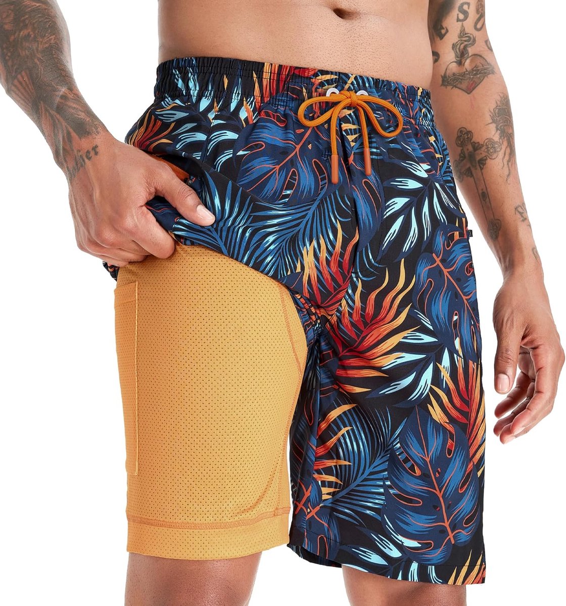 Heren Zwemshort Zee Surf Zwembroek Print Hawaiian Zomer Groot Sneldrogend Met Mesh Voering